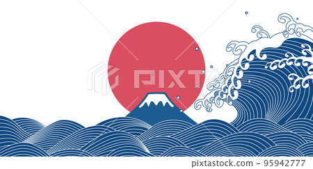 Large waves and sunrise Background material 95942777