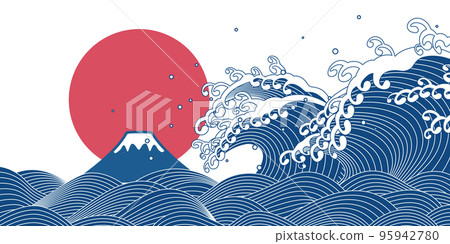 大浪和日出背景材料 95942780