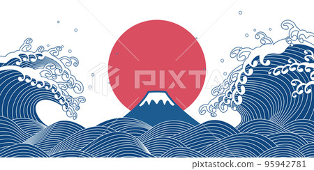 大浪和日出背景材料 95942781