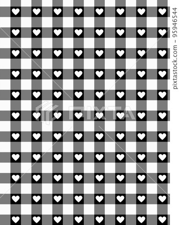 格子背景材料與黑色和白色的心 95946544