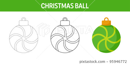 Christmas Ball tracing and coloring worksheet for kids Christmas Ball tracing and coloring worksheet for kids 95946772