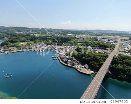 Aerial view of the beautiful coastline of Sototsuura in Genkaicho 95947405