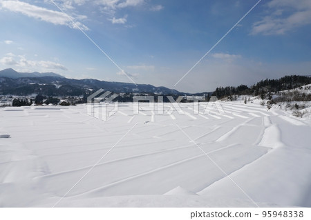 Asahi Town Kunugidaira Terraced Rice Fields in the morning Ver1 95948338