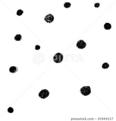 Hand drawn seamless pattern of polka dot round circles in black white. Minimalist simple monochrome abstract geometric background, charcoal crayon texture fabric print, cute dotsretro vinage . Hand drawn seamless pattern of polka dot round circles in black white. Minimalist simple monochrome abstract geometric background, charcoal crayon texture fabric print, cute dotsretro vinage . 95949157
