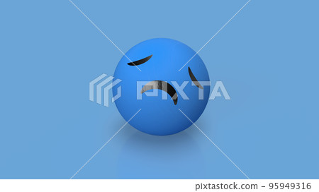 sad emotion on blue background 3d rendering 95949316