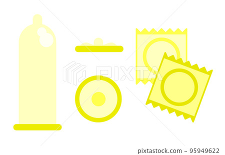 Illustration of a condom used to prevent sexually transmitted diseases and contraception 95949622