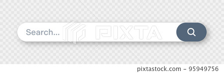 Search bar with round corners. Internet browser engine with search box, address bar and text field. UI design, website interface element with web icons and push button. Vector illustration Search bar with round corners. Internet browser engine with search box, address bar and text field. UI design, website interface element with web icons and push button. Vector illustration 95949756