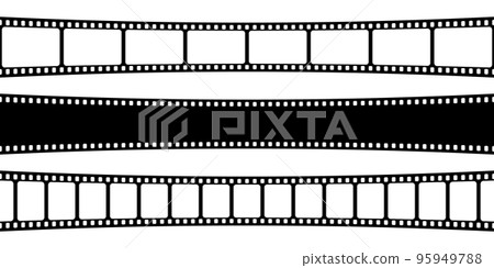 Curved film strips collection. Old retro cinema movie strip. Analog video recording equipment. Vector illustration 95949788