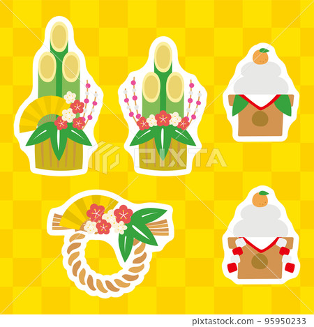 New Year's Handwritten Illustration Icon Sticker Set (Kadomatsu, Kagami Mochi, Shimenawa) New Year's Handwritten Illustration Icon Sticker Set (Kadomatsu, Kagami Mochi, Shimenawa) 95950233