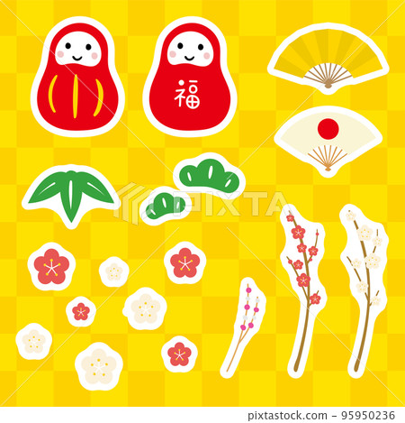 新年手寫插圖圖標貼紙集 新年手寫插圖圖標貼紙集 95950236
