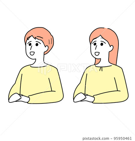 A woman who answers brightly (simple color B) 95950461