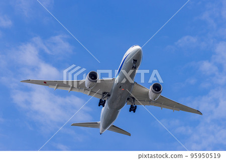 客機、飛機、全日空波音 787 即將降落在羽田機場 95950519