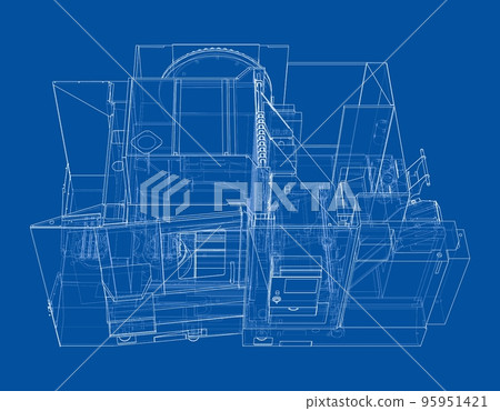 Metalworking CNC milling machine. Vector 95951421