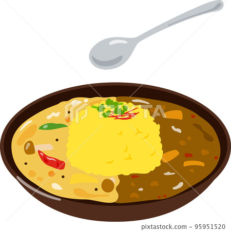 Curry rice with 2 types of curry 95951520