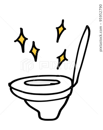 乾淨的廁所的西式馬桶座插圖素材 95952790