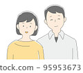 一對夫婦微笑著排隊的插圖 95953673