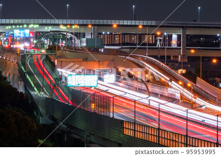 《Saitama Prefecture》 Night view and traffic image of Bijogi Junction 95953995