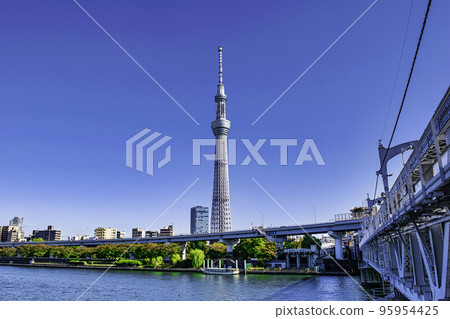 Tokyo Sky Tree, Sumida River, Scenery near Sumida River Walk Tokyo Sky Tree, Sumida River, Scenery near Sumida River Walk 95954425