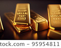 Stack of gold bars at finance vault 95954811