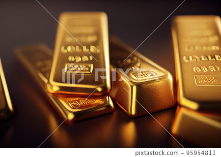 Stack of gold bars at finance vault 95954811