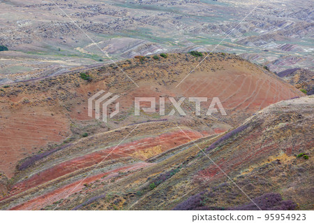 Colorful spectacular valley panorama in Gareja desert. Georgia 95954923