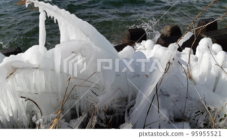 Splash ice of Inawashiro Lake 95955521