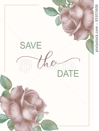 Save the date, wedding invitation card background with watercolor botanical roses. Abstract floral art background vector design for wedding and vip cover template. 95955606