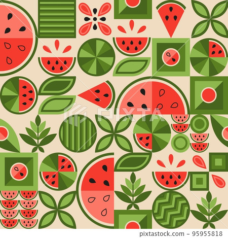 pattern with watermelon elements, geometric style pattern with watermelon elements, geometric style 95955818