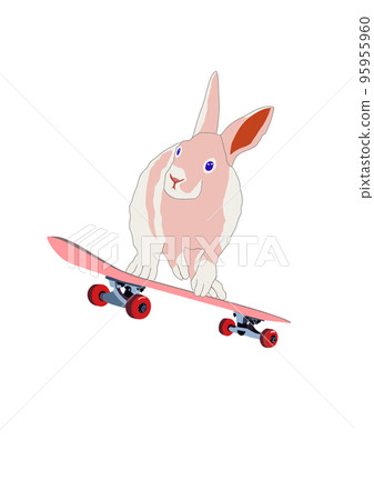 Illustration of a rabbit playing a skateboard 95955960