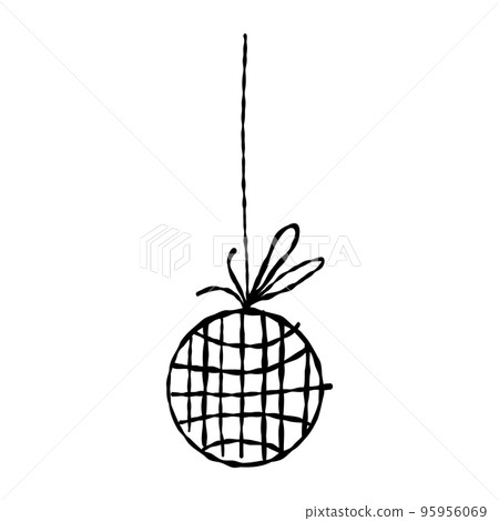 Christmas hand drawn ball. Doodle garland with holiday sketchy bauble 95956069