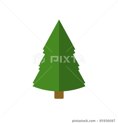Christmas tree flat icon set. Xmas cartoon craft collection. Vector new year winter holiday desing element 95956097
