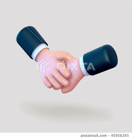 3D cartoon handshake gesture. - Stock Illustration [95956265] - PIXTA