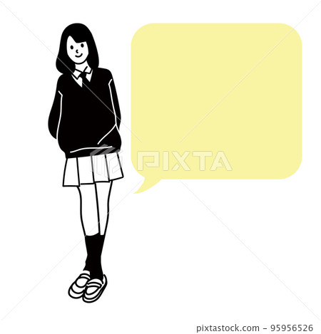 一個高中女生的矢量線畫 95956526