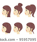 各種髮型女性圖標說明 95957095