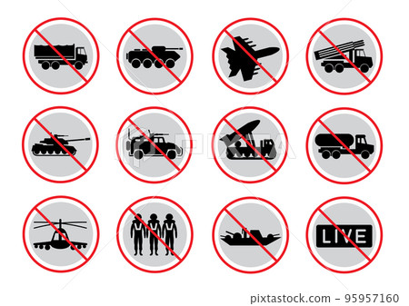 army transport prohibited sign symbol set 95957160