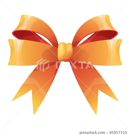 Beautiful bow for decorating holiday invitations, cards, etc. An element of festive decor for gifts. Vector cartoon illustration 95957310