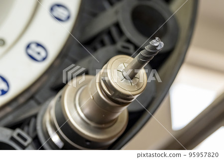 The solid endmill tool in the tooling magazine of machining center. 95957820