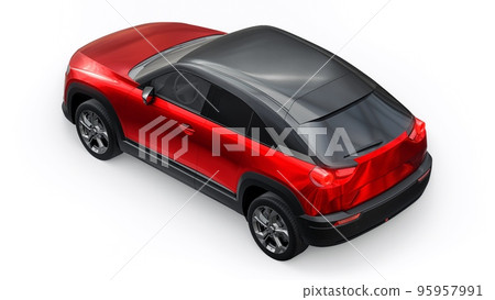 Electric innovative SUV in metallic red on a white background. 3d rendering. Electric innovative SUV in metallic red on a white background. 3d rendering. 95957991