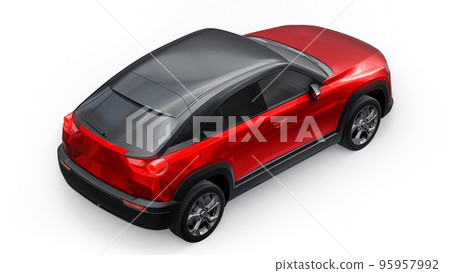 Electric innovative SUV in metallic red on a white background. 3d rendering. 95957992