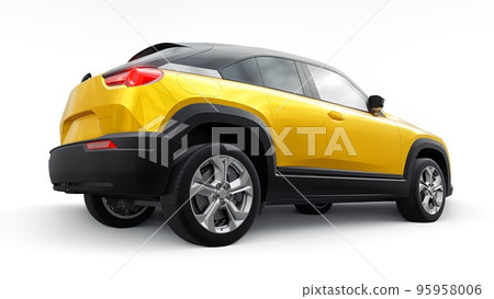 Electric innovative SUV in metallic yellow on a white background. 3d rendering. Electric innovative SUV in metallic yellow on a white background. 3d rendering. 95958006
