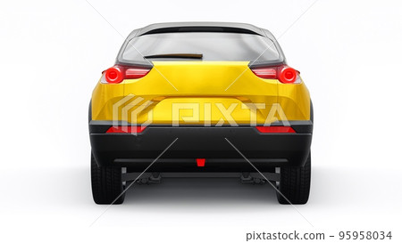 Electric innovative SUV in metallic yellow on a white background. 3d rendering. Electric innovative SUV in metallic yellow on a white background. 3d rendering. 95958034