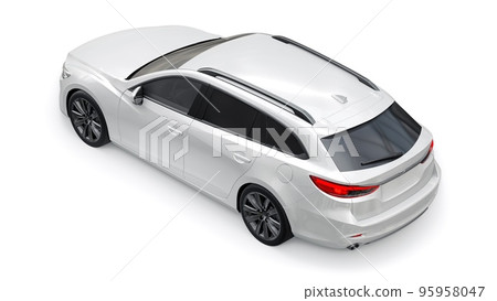 family mid-size city car station wagon on a white background. 3d rendering. family mid-size city car station wagon on a white background. 3d rendering. 95958047