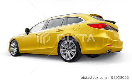 family mid-size city car station wagon on a white background. 3d rendering. 95958093