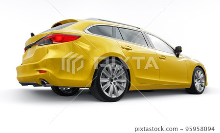 family mid-size city car station wagon on a white background. 3d rendering. 95958094