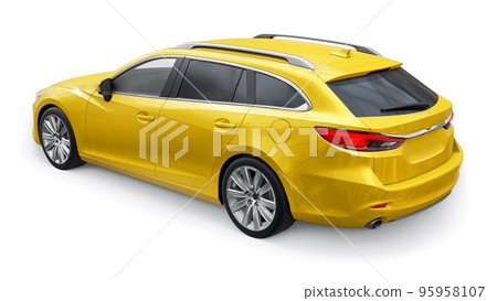 family mid-size city car station wagon on a white background. 3d rendering. family mid-size city car station wagon on a white background. 3d rendering. 95958107
