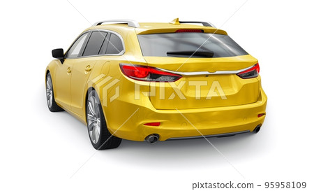 family mid-size city car station wagon on a white background. 3d rendering. 95958109