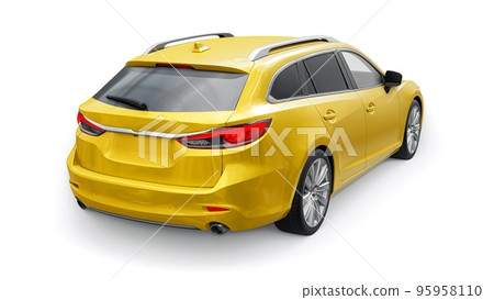 family mid-size city car station wagon on a white background. 3d rendering. 95958110