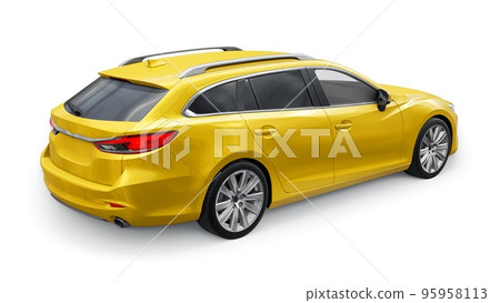 family mid-size city car station wagon on a white background. 3d rendering. 95958113