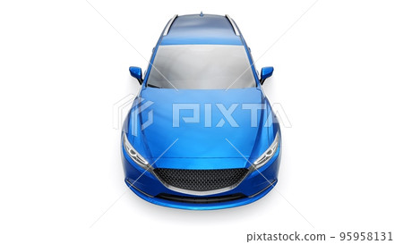 family mid-size city car station wagon on a white background. 3d rendering. family mid-size city car station wagon on a white background. 3d rendering. 95958131