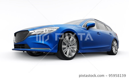 family mid-size city car station wagon on a white background. 3d rendering. 95958139